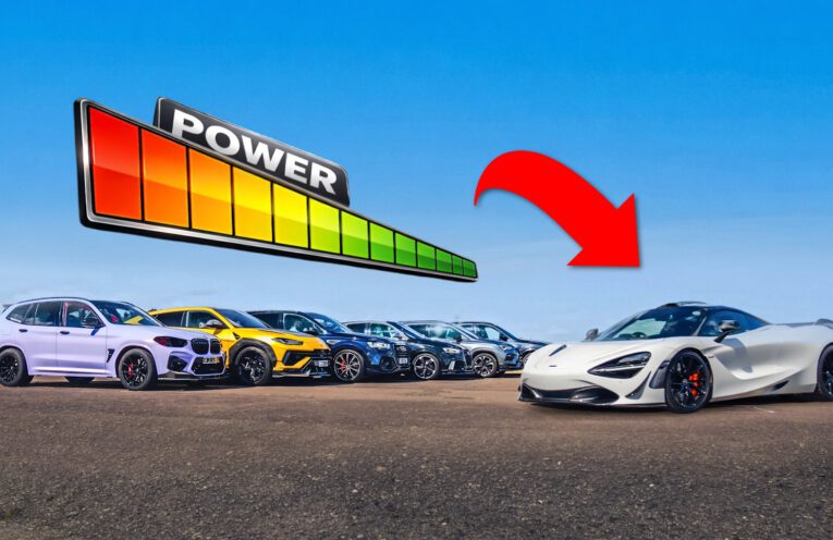McLaren 720S facing an increasingly extreme lineup of performance SUVs in a drag race