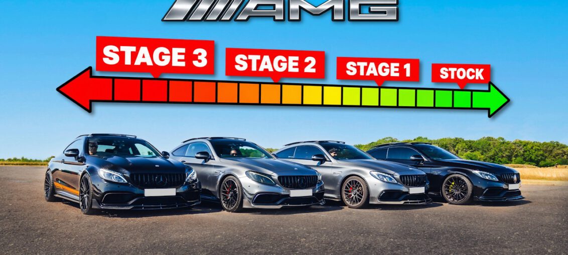 Mercedes-AMG C63S stock Stage 1 Stage 2 and Stage 3 tuning comparison