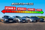 Mercedes-AMG C63S stock Stage 1 Stage 2 and Stage 3 tuning comparison