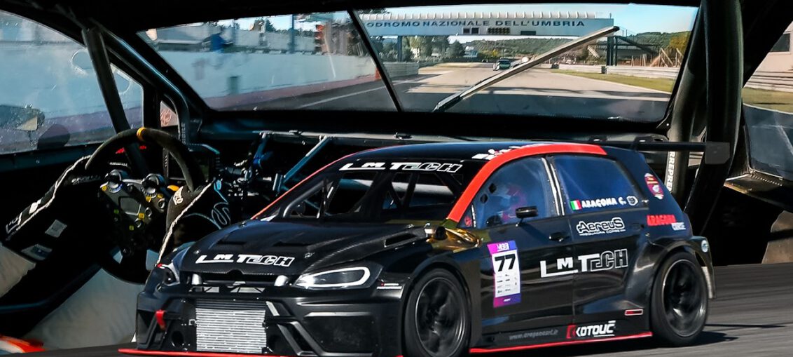 800HP Volkswagen Golf R Mk7 hillclimb race car with Audi five-cylinder engine at Magione Circuit