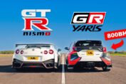 800HP Toyota GR Yaris three-cylinder AWD racing an 850HP Nissan R35 GT-R Nismo twin-turbo V6