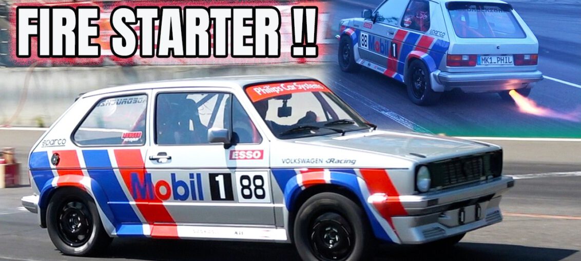 750HP all-wheel-drive Volkswagen Mk1 Golf with a 2.0L 16V turbo engine racing at L8-Night