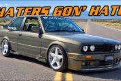 Modified 1989 BMW E30 325i with a turbocharged Toyota 2JZ engine, Tech 2 body kit and Messing Metallic paint.