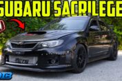 Honda K24 turbo engine swapped into a Subaru WRX STI with original all-wheel drive system.